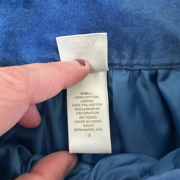 JANIE AND JACK 3T Blue Velvet Skirt Embroidered Floral Side Zip Dressy - Picture 5 of 7